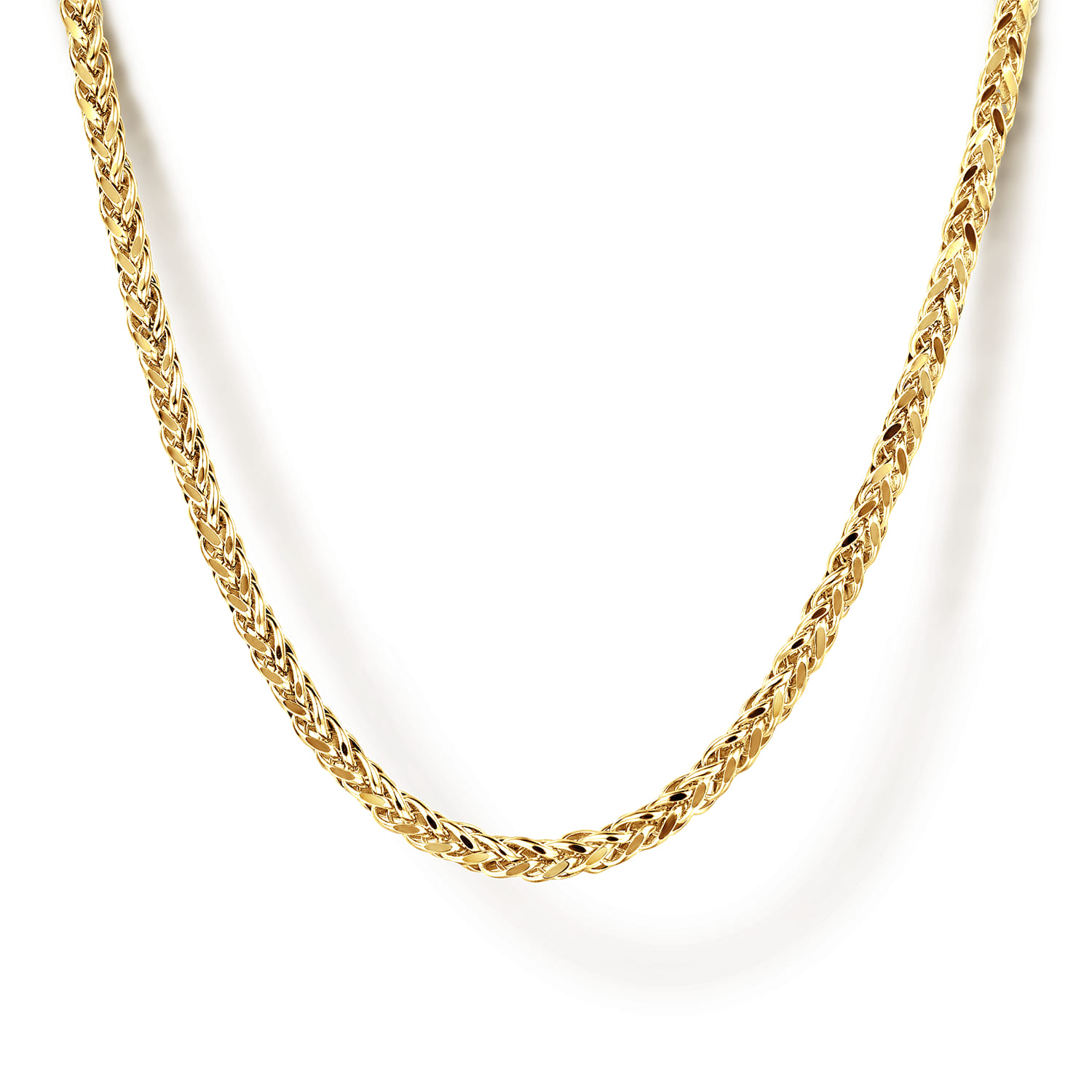 20 Inch 1.9mm 14K Yellow Gold Men's Hollow Wheat Chain Necklace  - Shot 1