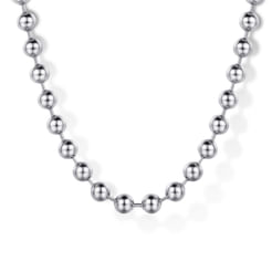 20 Inch 14K White Gold 4mm Hollow Ball Chain Necklace