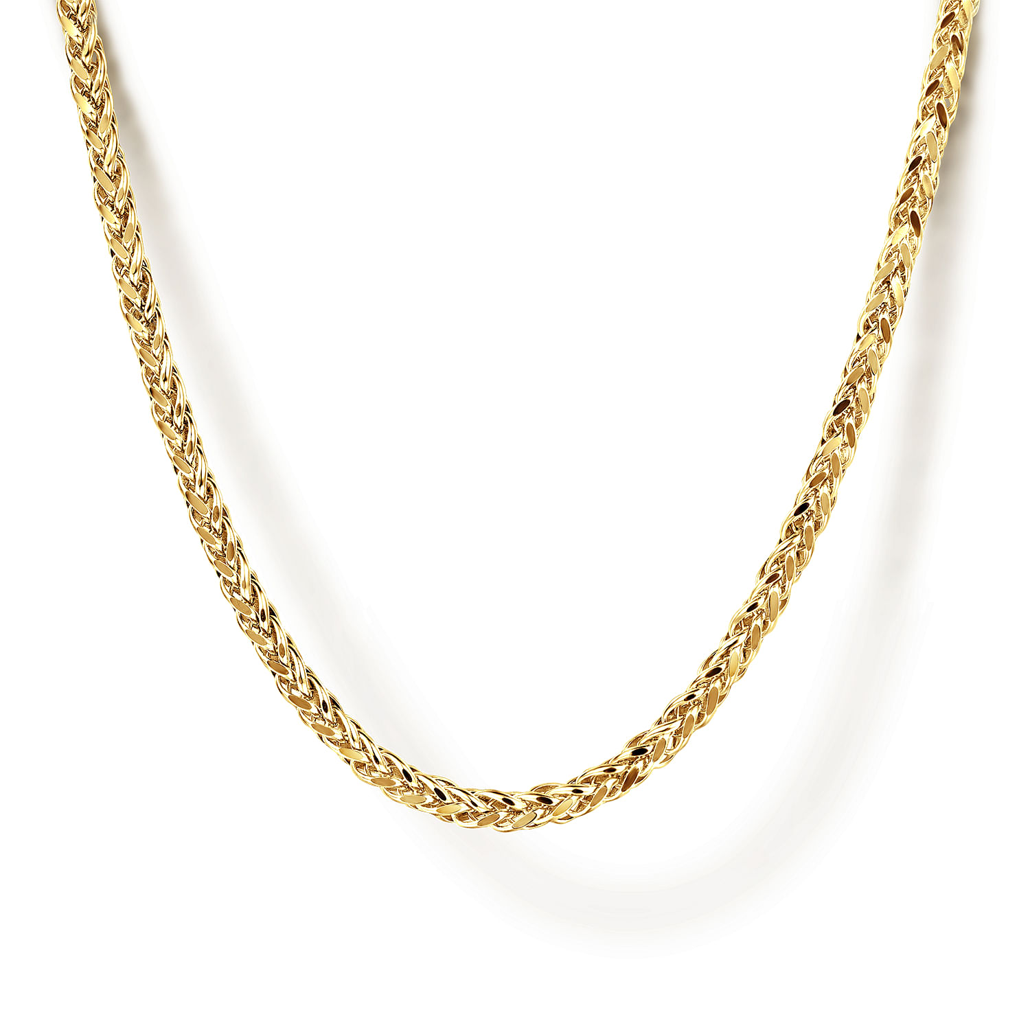 20 Inch 14K Yellow Gold Hollow Men's Wheat Chain Necklace