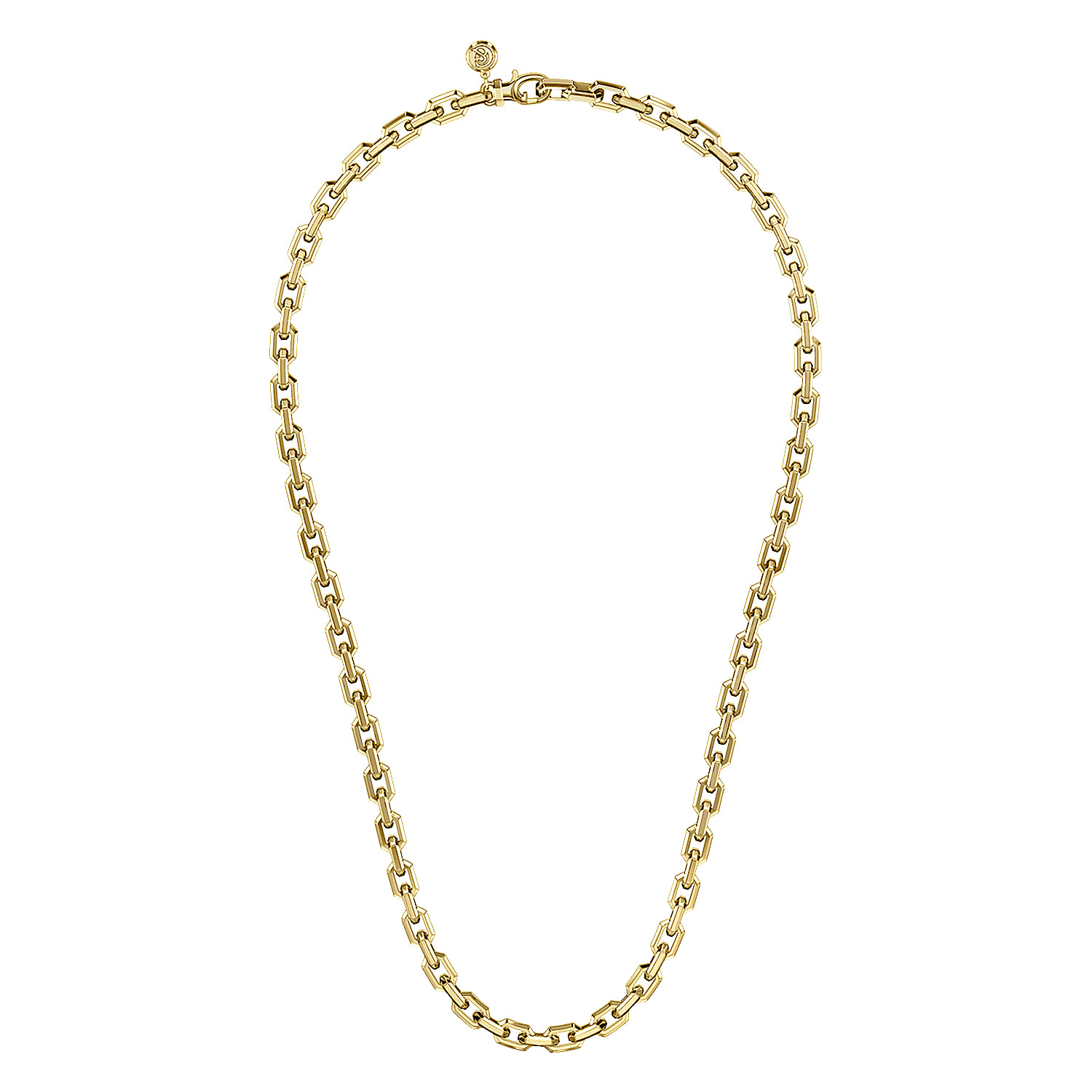 20 Inch 14K Yellow Gold Solid Faceted Men's Link Chain Necklace - Shot 2