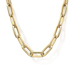20 Inch 14K Yellow Gold Solid Faceted Men's Link Chain Necklace