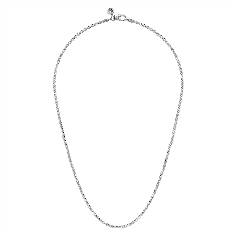 20 Inch 2.85mm 14K White Gold Men's Hollow Link Chain Necklace - Shot 2