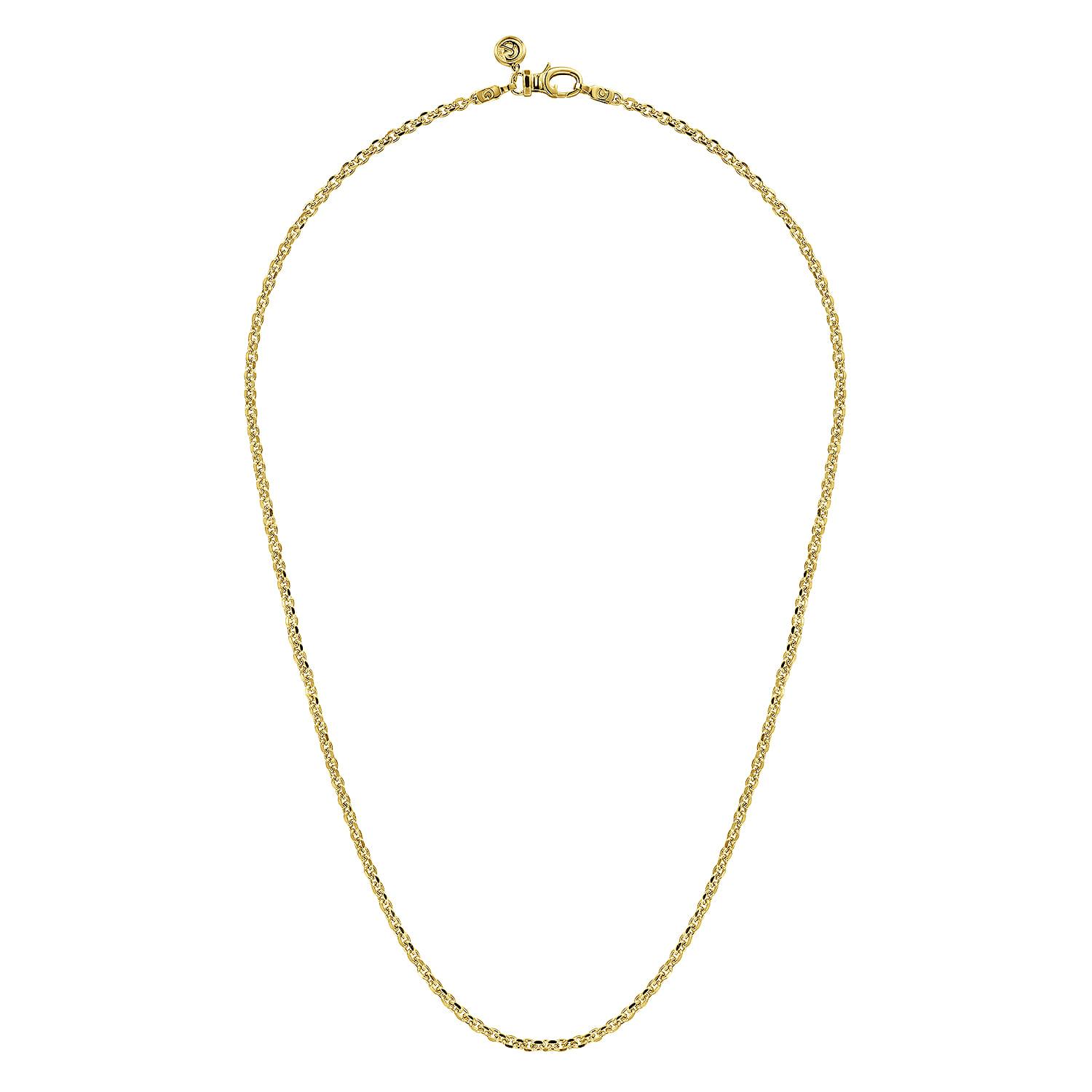 20 Inch 2.85mm 14K Yellow Gold Men's Hollow Link Chain Necklace - Shot 2