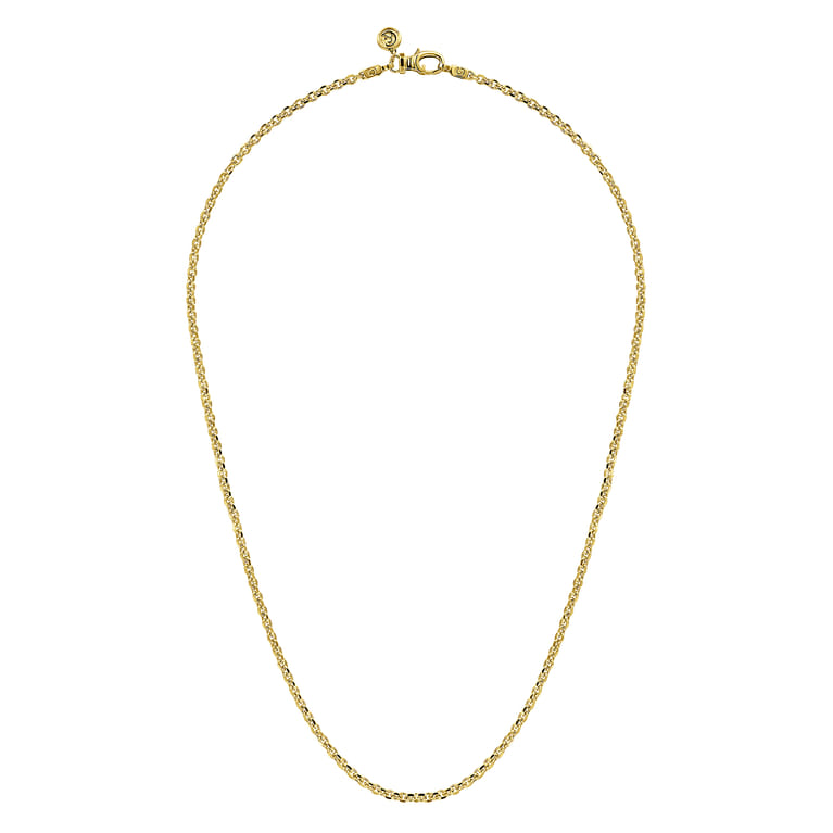 20 Inch 2.85mm 14K Yellow Gold Men's Hollow Link Chain Necklace - Shot 2