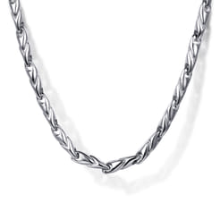 20 Inch 3.2mm 14K White Gold Men's Hollow Link Chain Necklace