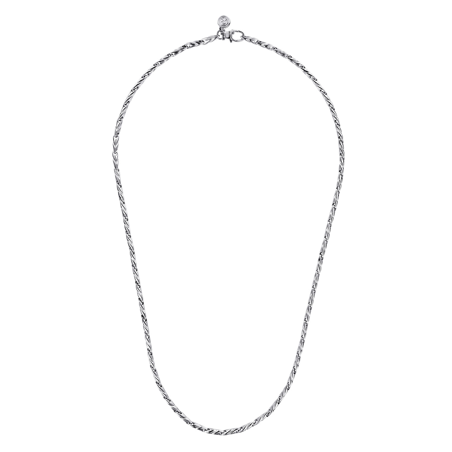 20 Inch 3.2mm 14K White Gold Men's Hollow Link Chain Necklace - Shot 2
