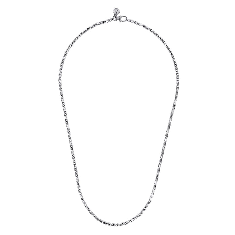 20 Inch 3.2mm 14K White Gold Men's Hollow Link Chain Necklace - Shot 2