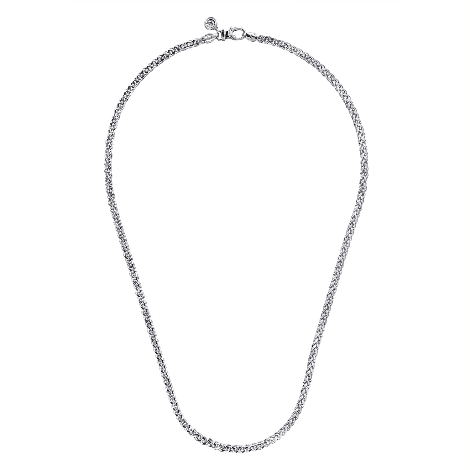 20 Inch 3.2mm 14K White Gold Men's Hollow Wheat Chain Necklace - Shot 2