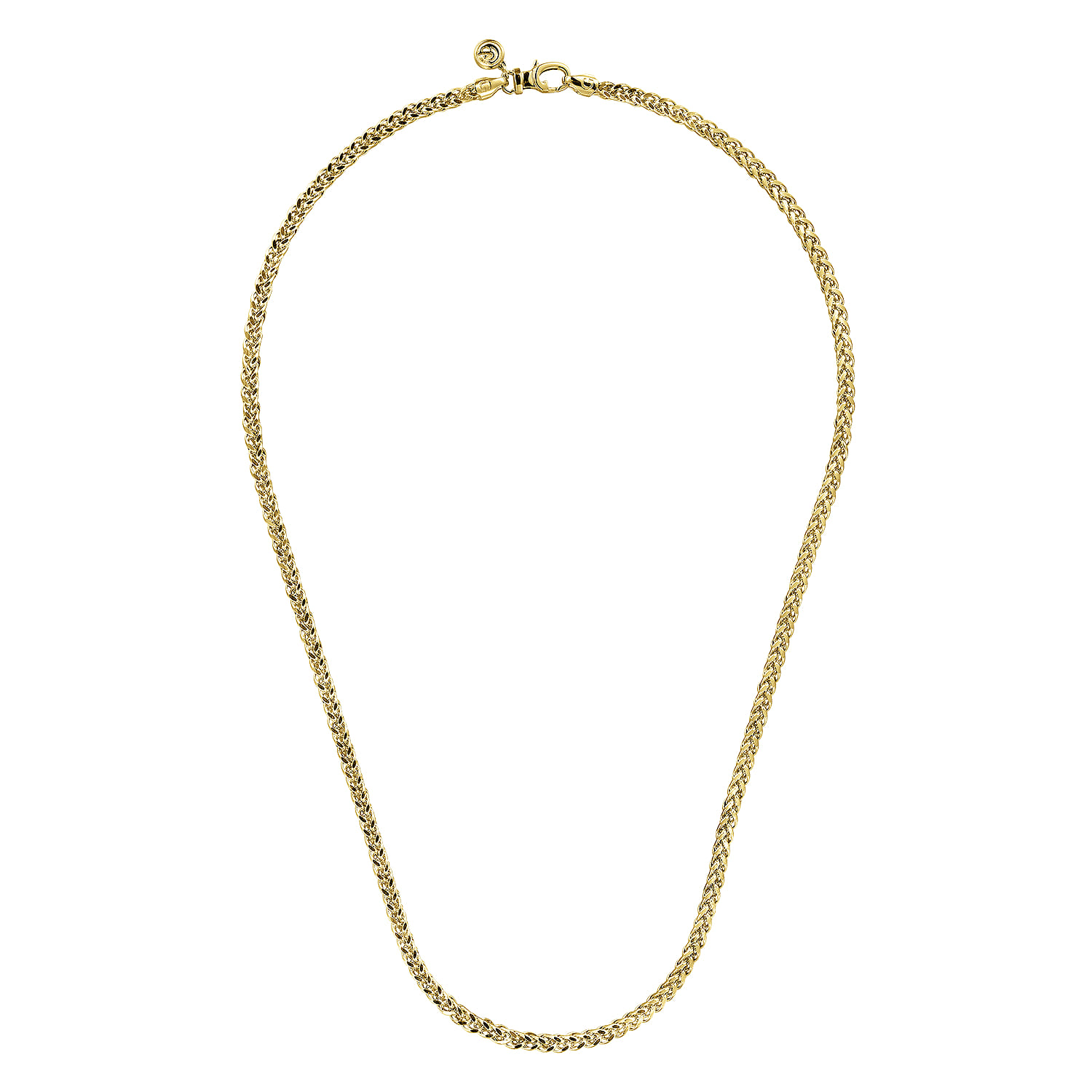 20 Inch 3.2mm 14K Yellow Gold Hollow Men's Wheat Chain Necklace - Shot 2