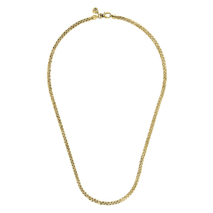 20 Inch 3.2mm 14K Yellow Gold Hollow Men's Wheat Chain Necklace
