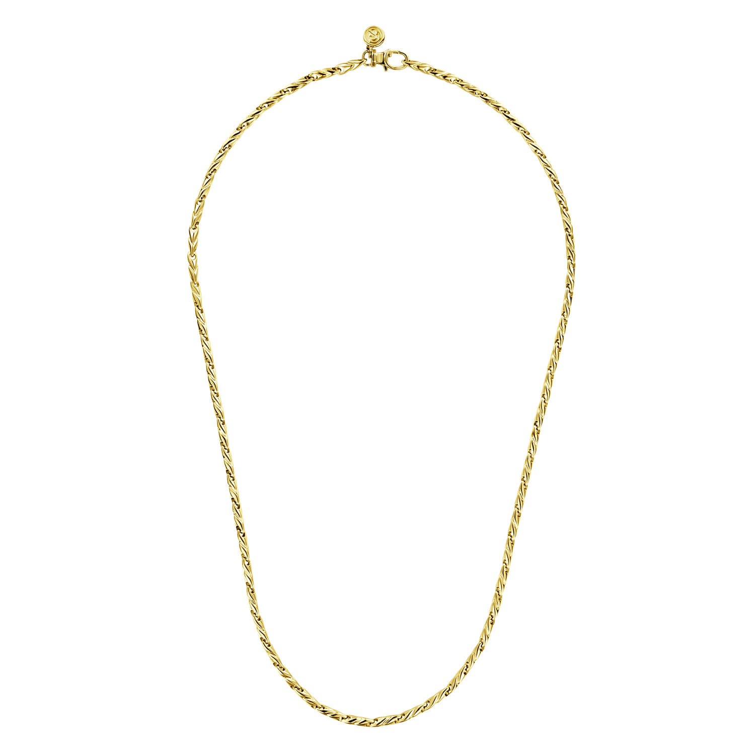 20 Inch 3.2mm 14K Yellow Gold Men's Hollow Link Chain Necklace