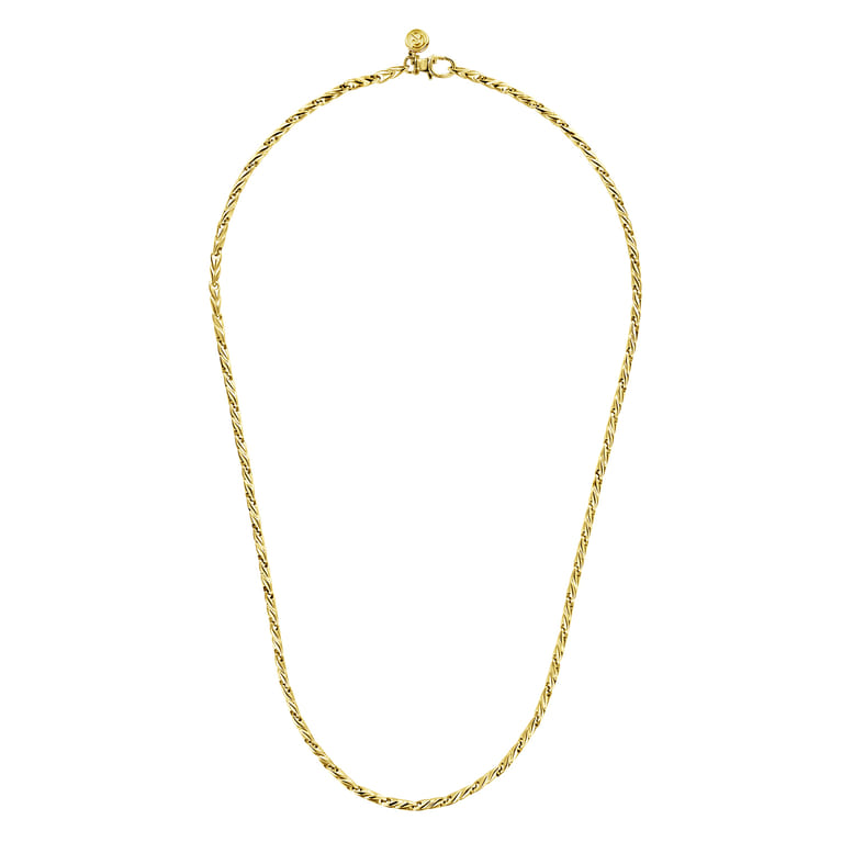 20 Inch 3.2mm 14K Yellow Gold Men's Hollow Link Chain Necklace - Shot 2