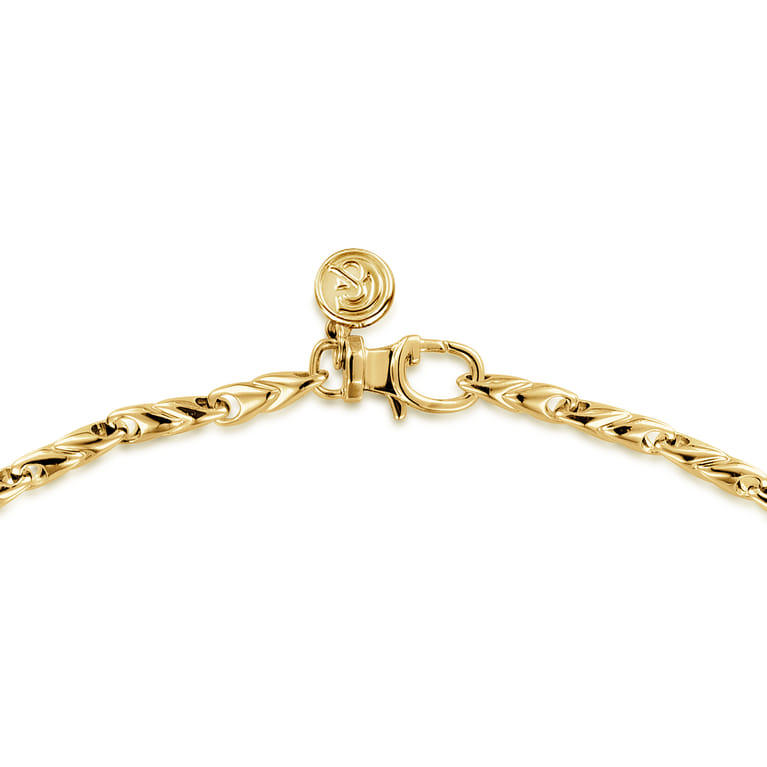 20 Inch 3.2mm 14K Yellow Gold Men's Hollow Link Chain Necklace - Shot 3