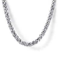 20 Inch 3.2mm 925 Sterling Silver Men's Solid Wheat Chain Necklace 