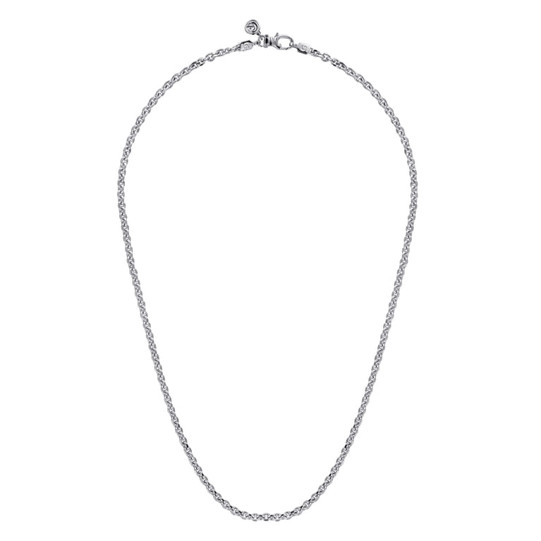 20 Inch 3.6mm 14K White Gold Men's Hollow Link Chain Necklace - Shot 2