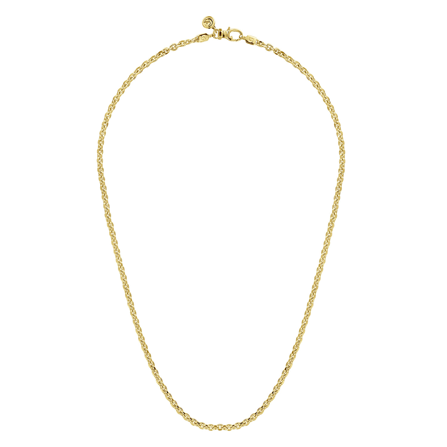 20 Inch 3.6mm 14K Yellow Gold Men's Hollow Link Chain Necklace - Shot 2