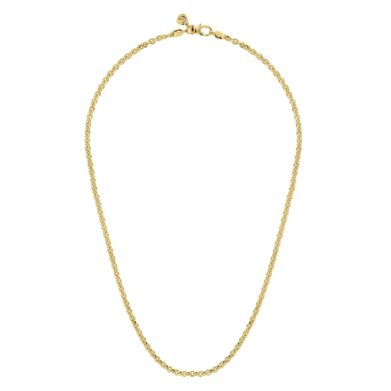 20 Inch 3.6mm 14K Yellow Gold Men's Hollow Link Chain Necklace - Shot 2
