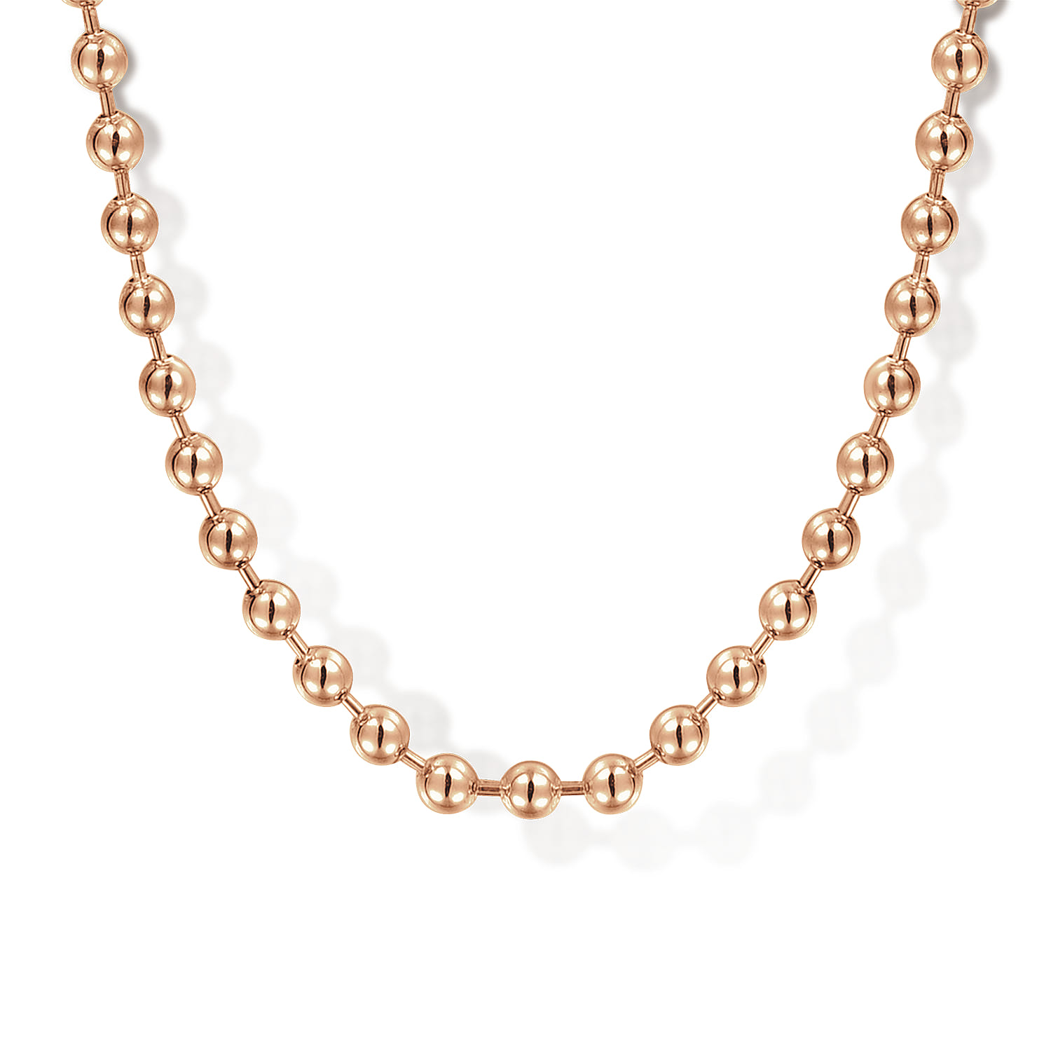 20 Inch 3mm 14K Rose Gold Men's Hollow Ball Chain Necklace - Shot 1