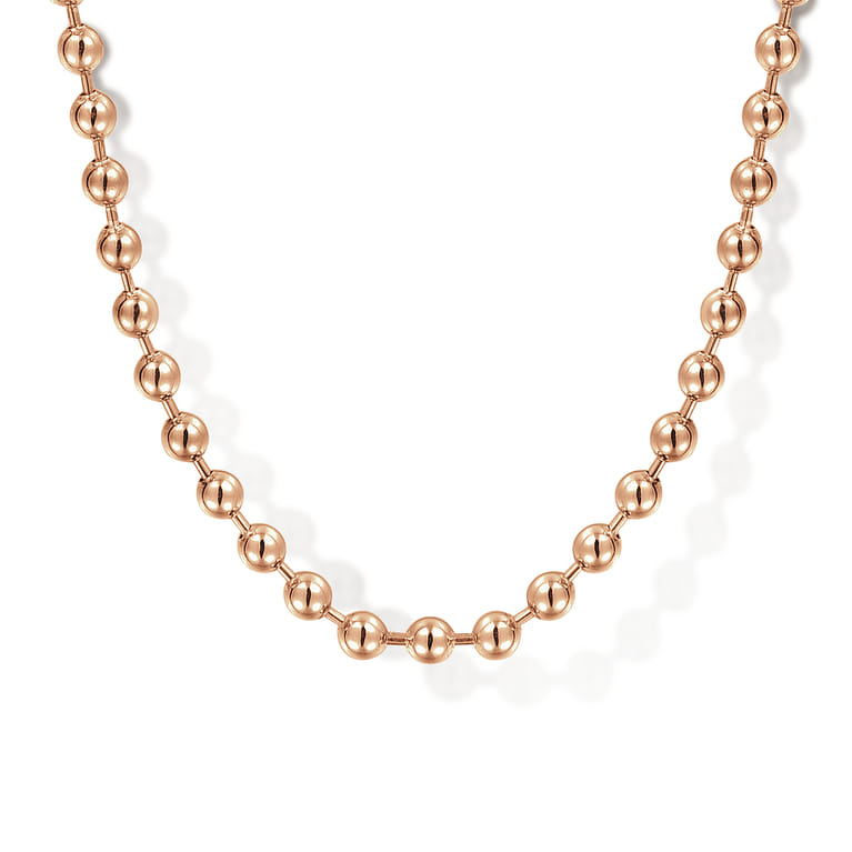 20 Inch 3mm 14K Rose Gold Men's Hollow Ball Chain Necklace - Shot 1