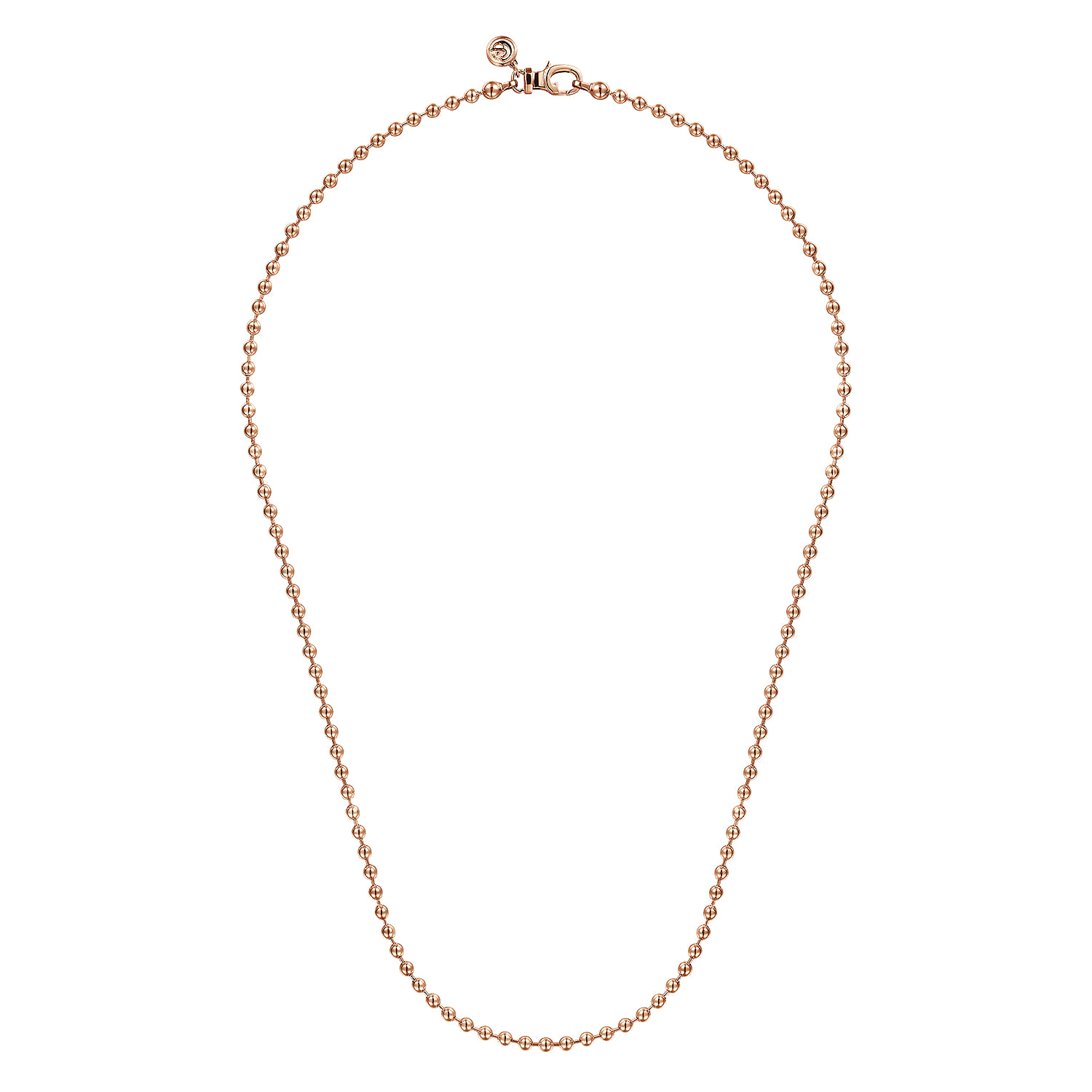 20 Inch 3mm 14K Rose Gold Men's Hollow Ball Chain Necklace - Shot 2