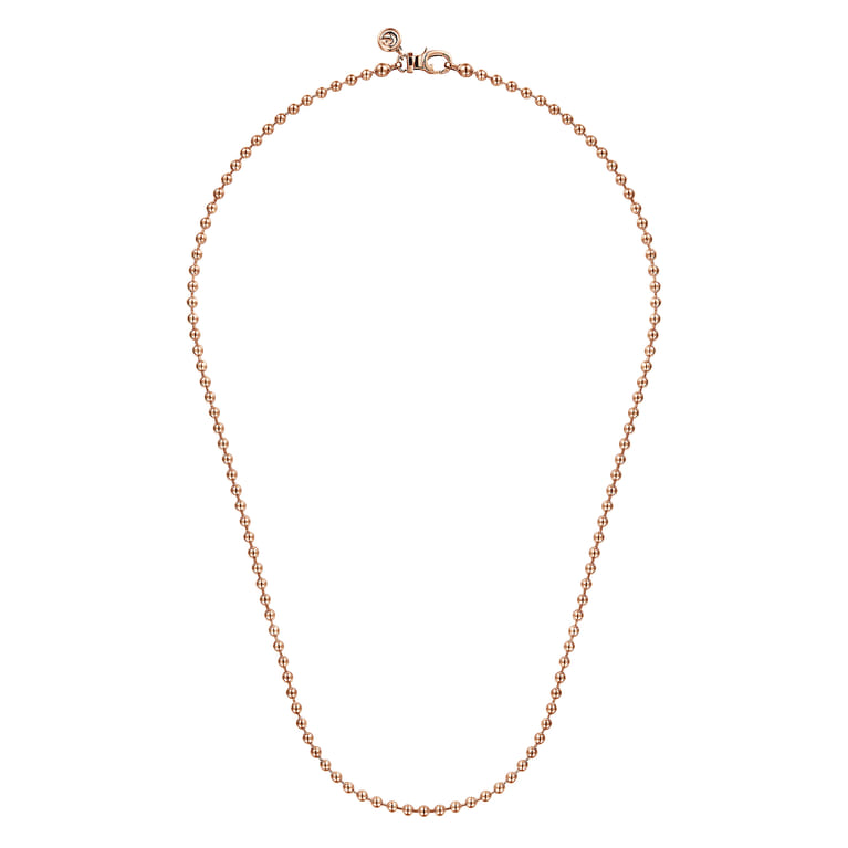 20 Inch 3mm 14K Rose Gold Men's Hollow Ball Chain Necklace - Shot 2