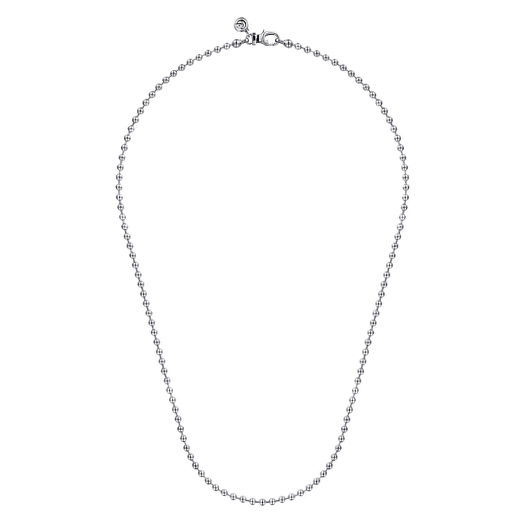20 Inch 3mm 14K White Gold Men's Hollow Ball Chain Necklace - Shot 2