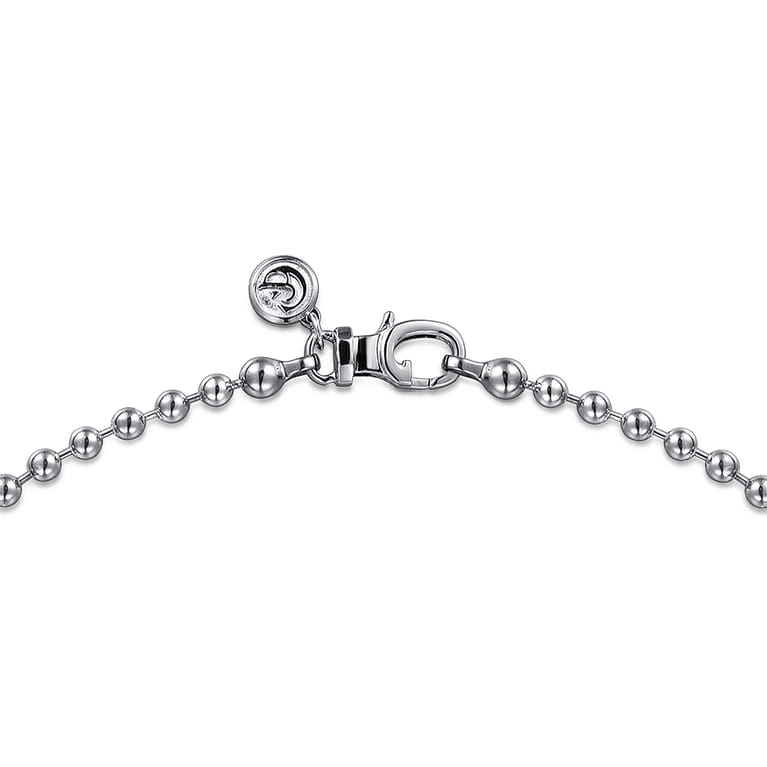 20 Inch 3mm 14K White Gold Men's Hollow Ball Chain Necklace - Shot 3