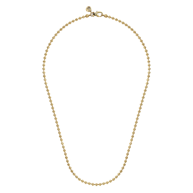 20 Inch 3mm 14K Yellow Gold Men's Hollow Ball Chain Necklace - Shot 2