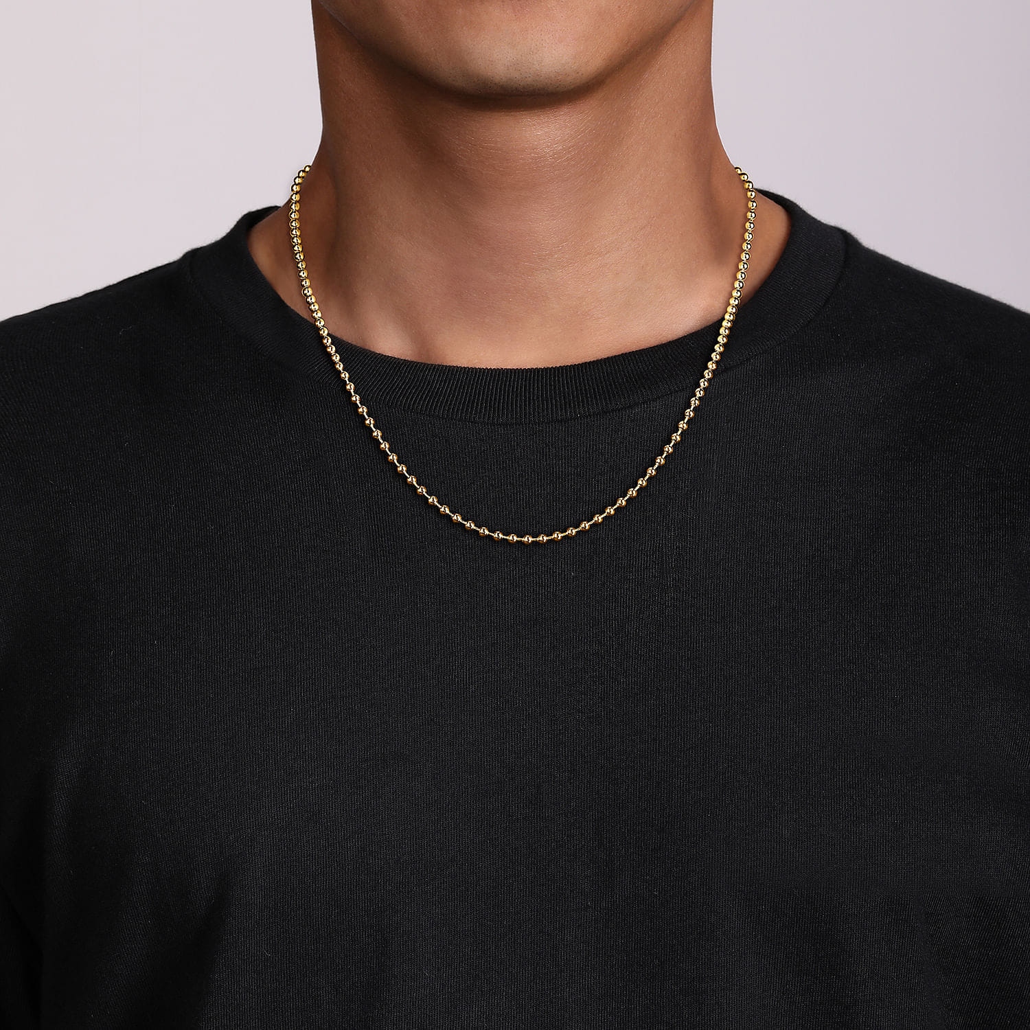 20 Inch 3mm 14K Yellow Gold Men's Hollow Ball Chain Necklace - Shot 5