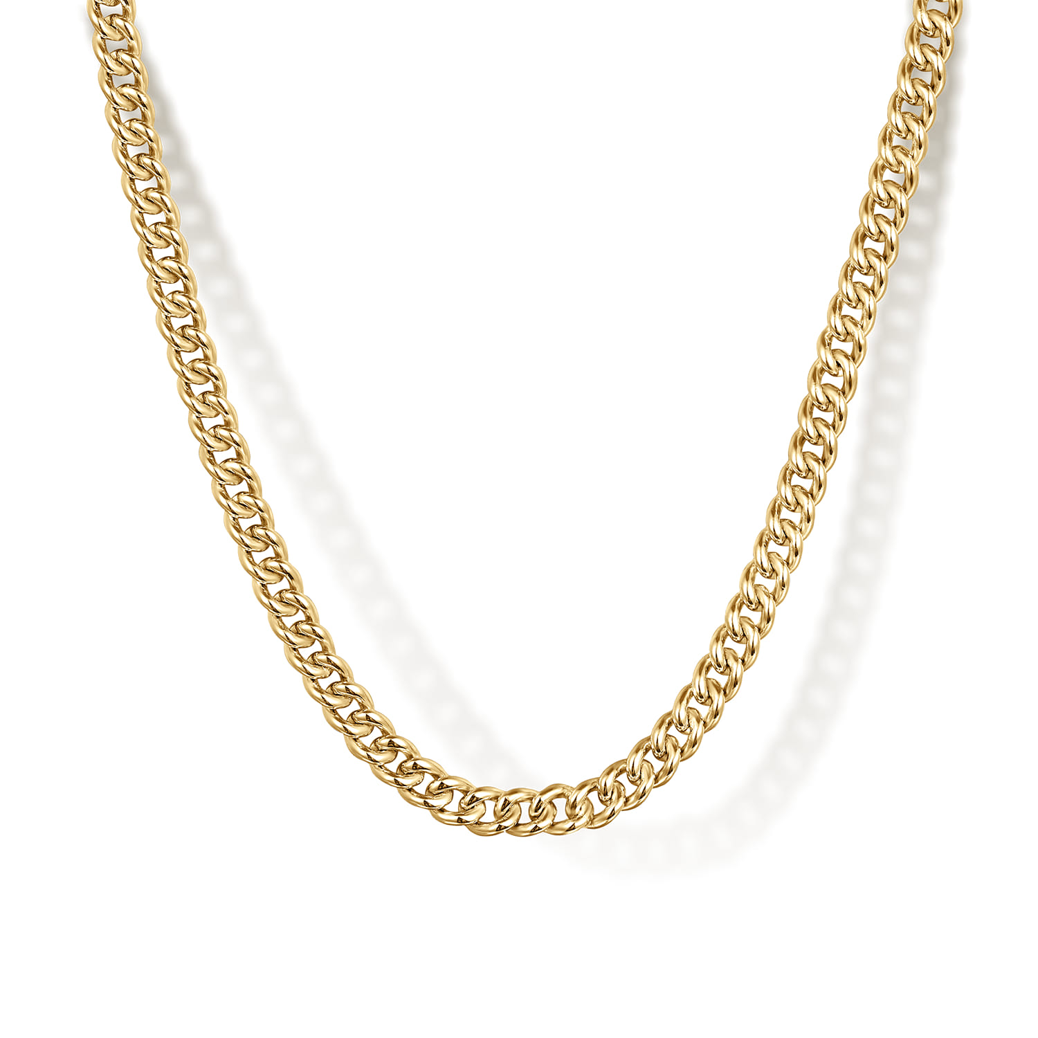 20 Inch 3mm 14K Yellow Gold Men's Hollow Cuban Link Chain Necklace - Shot 1