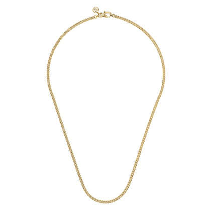 20 Inch 3mm 14K Yellow Gold Men's Hollow Cuban Link Chain Necklace