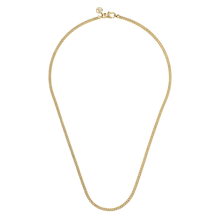 20 Inch 3mm 14K Yellow Gold Men's Hollow Cuban Link Chain Necklace - Shot 2
