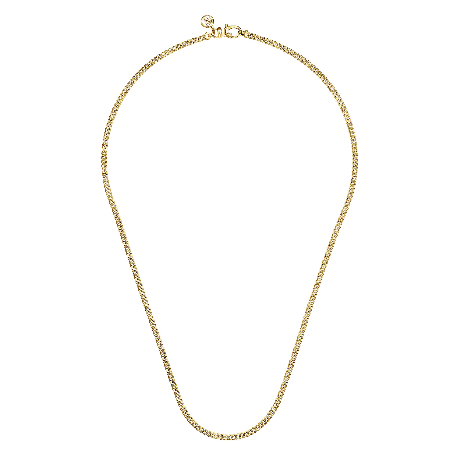 20 Inch 3mm14K Yellow Gold Hollow Men's Cuban Link Chain Necklace - Shot 2