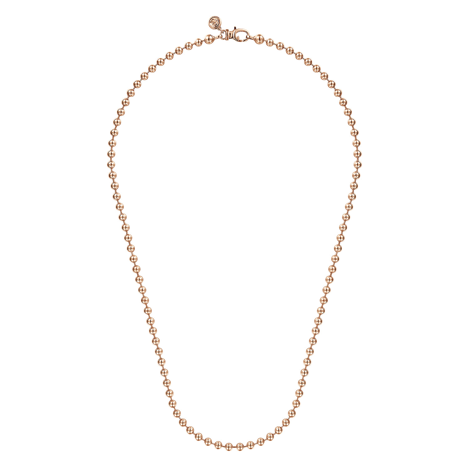 20 Inch 4mm 14K Rose Gold Men's Hollow Ball Chain Necklace - Shot 2