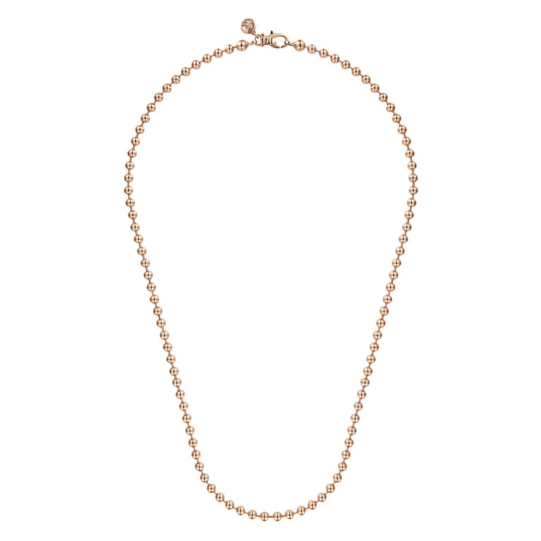 20 Inch 4mm 14K Rose Gold Men's Hollow Ball Chain Necklace - Shot 2
