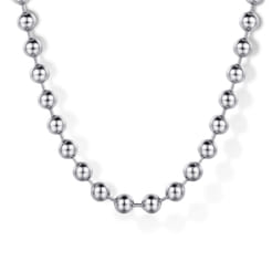 20 Inch 4mm 14K White Gold Men's Hollow Ball Chain Necklace
