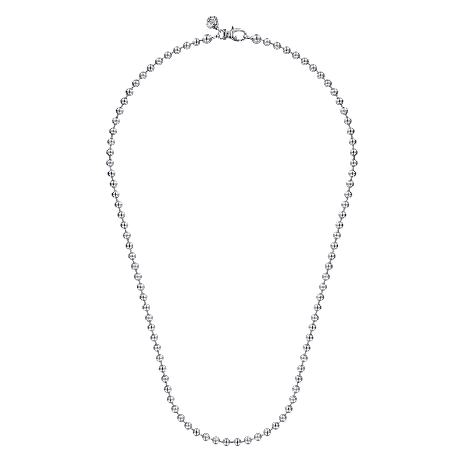 20 Inch 4mm 14K White Gold Men's Hollow Ball Chain Necklace - Shot 2