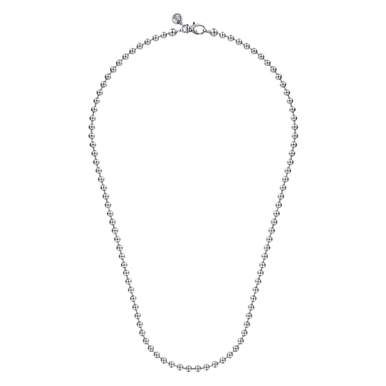 20 Inch 4mm 14K White Gold Men's Hollow Ball Chain Necklace - Shot 2