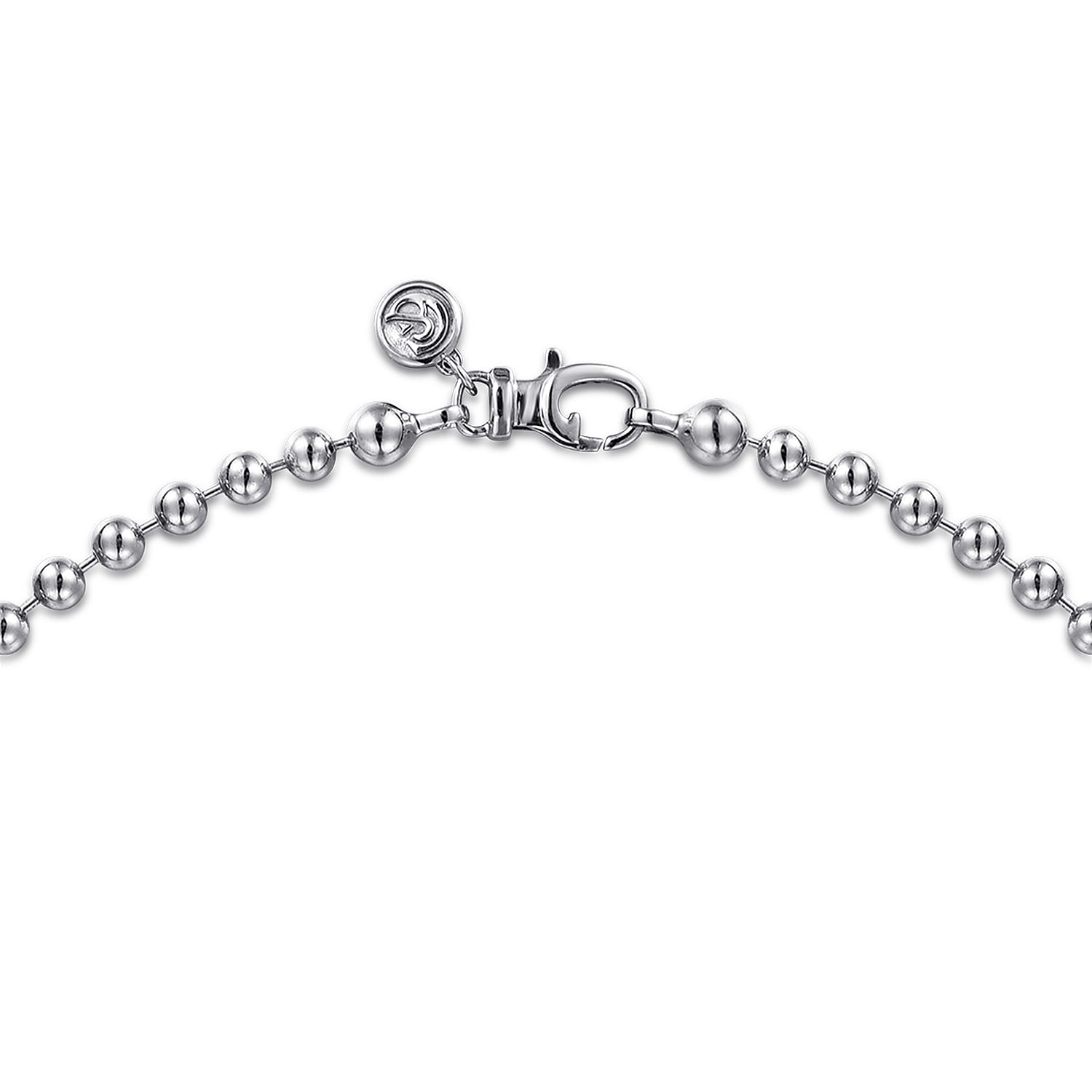 20 Inch 4mm 14K White Gold Men's Hollow Ball Chain Necklace - Shot 3