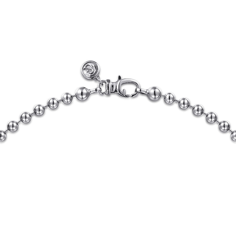 20 Inch 4mm 14K White Gold Men's Hollow Ball Chain Necklace - Shot 3