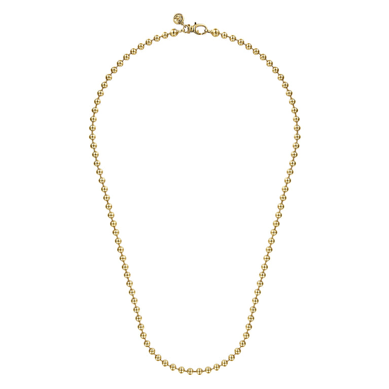 20 Inch 4mm 14K Yellow Gold Men's Hollow Ball Chain Necklace - Shot 2