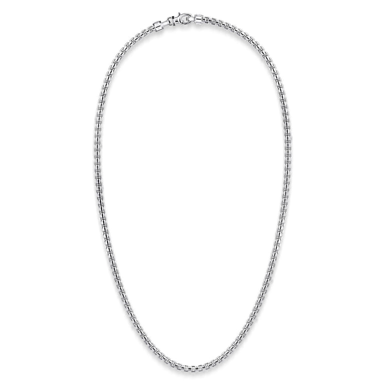 20 Inch 4mm 925 Sterling Silver Solid Men's Round Box Chain Necklace - Shot 2