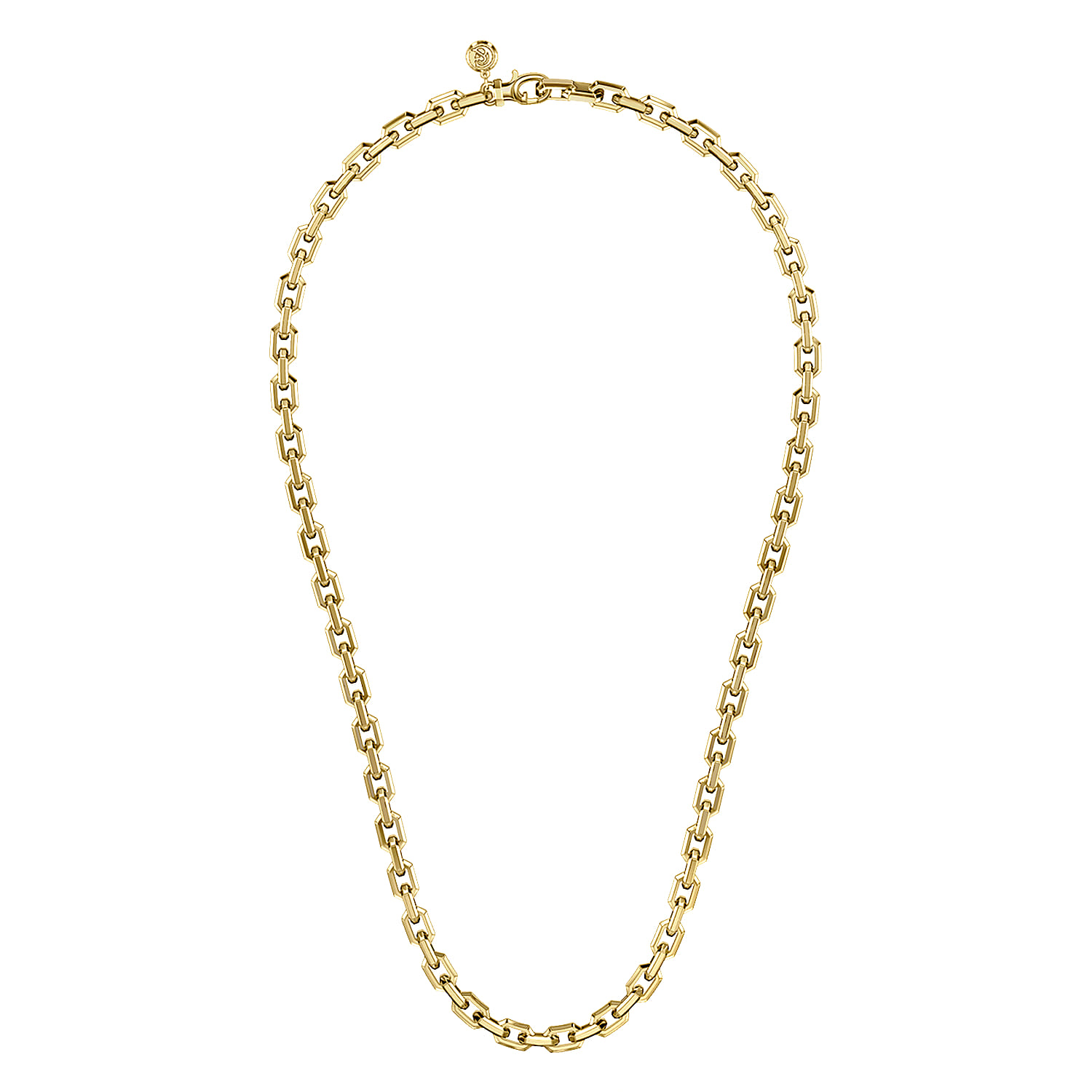20 Inch 5.6mm 14K Yellow Gold Men's Solid Faceted Link Chain Necklace - Shot 2