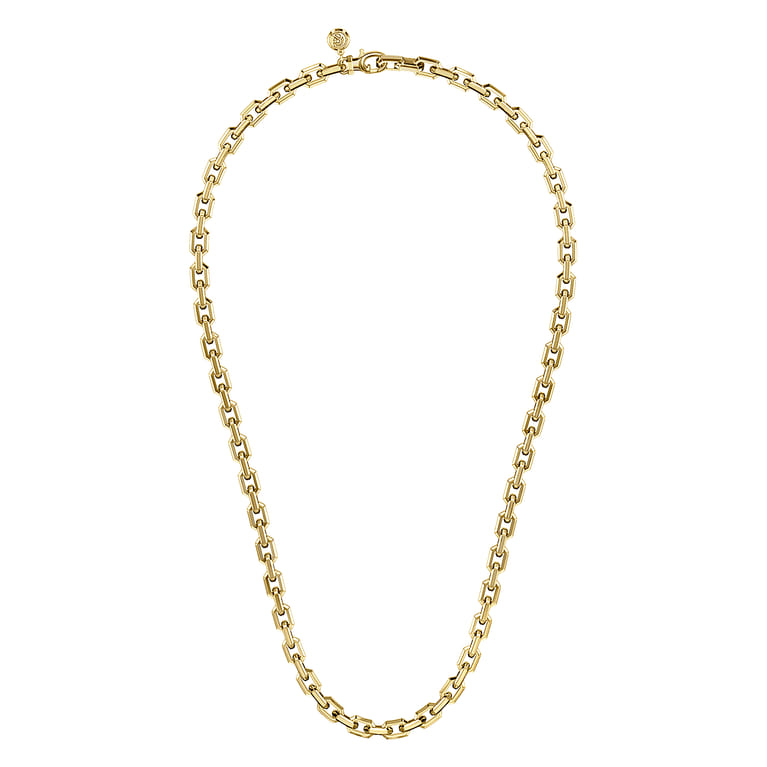 20 Inch 5.6mm 14K Yellow Gold Men's Solid Faceted Link Chain Necklace - Shot 2