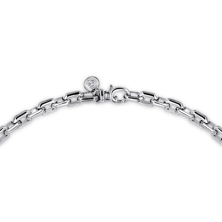 20 Inch 5.6mm 925 Sterling Silver Men's Solid Faceted Link Chain Necklace - Shot 3