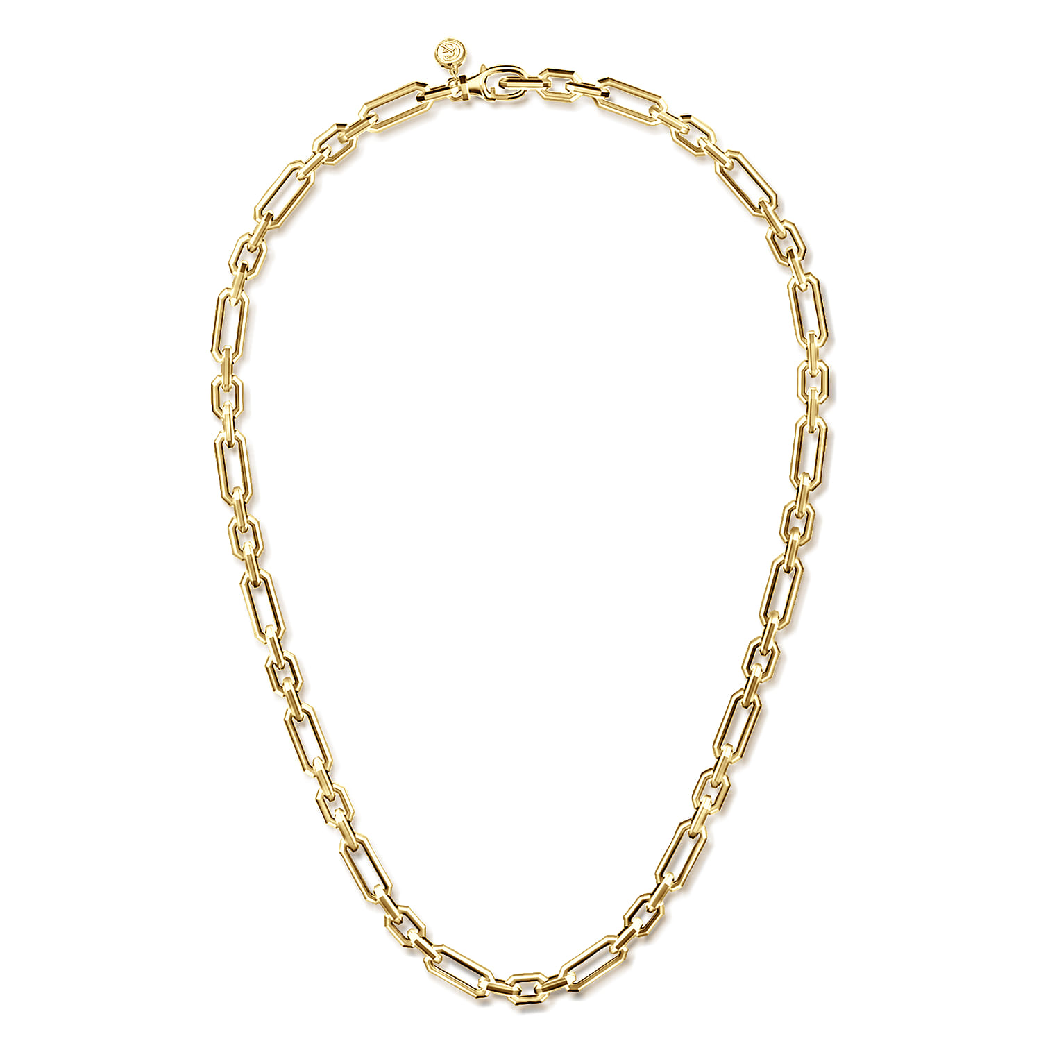 20 Inch 6.4mm 14K Yellow Gold Men's Hollow Figaro Chain Necklace - Shot 2