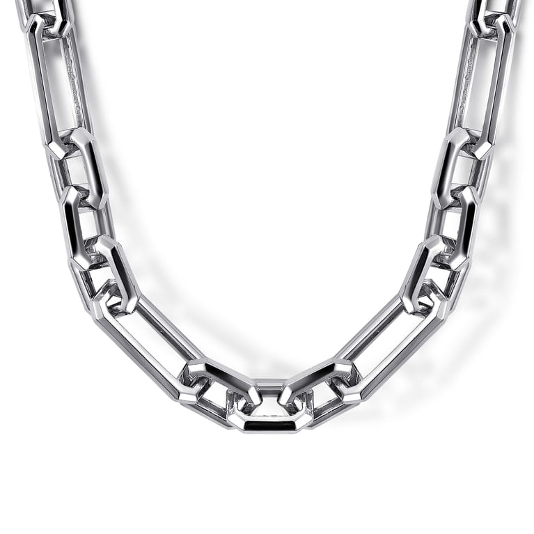 20 Inch 6.4mm 925 Sterling Silver Figaro Chain Necklace - Shot 1