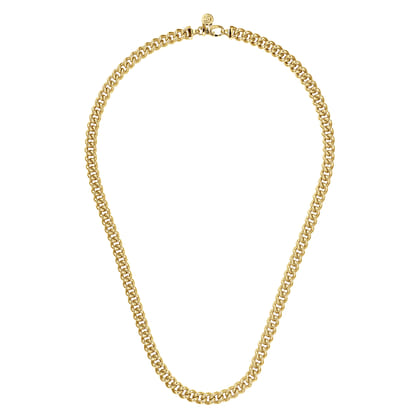 20 Inch 7mm 14K Yellow Gold Men's Solid Cuban Link Chain Necklace