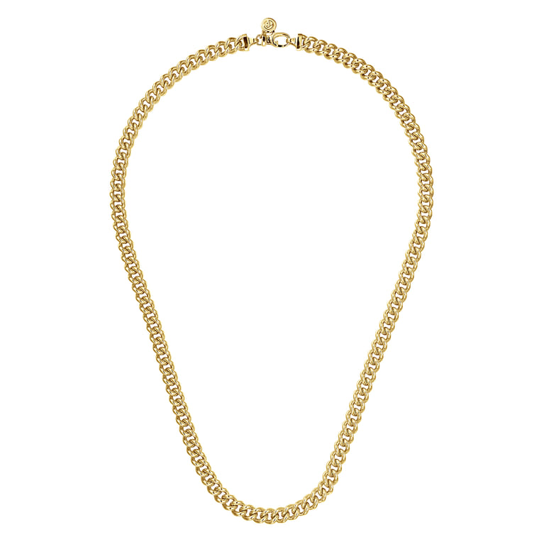 20 Inch 7mm 14K Yellow Gold Men's Solid Cuban Link Chain Necklace - Shot 2