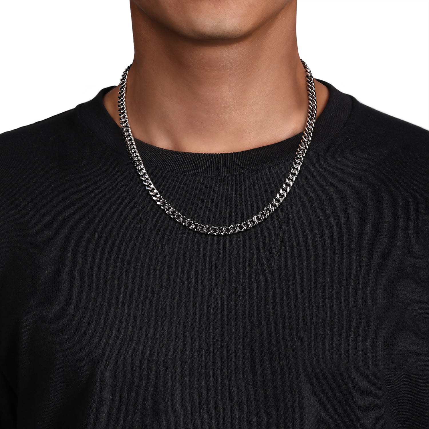 20 Inch 7mm 925 Sterling Silver Men's Solid Diamond Cut Cuban Link Necklace - Shot 5